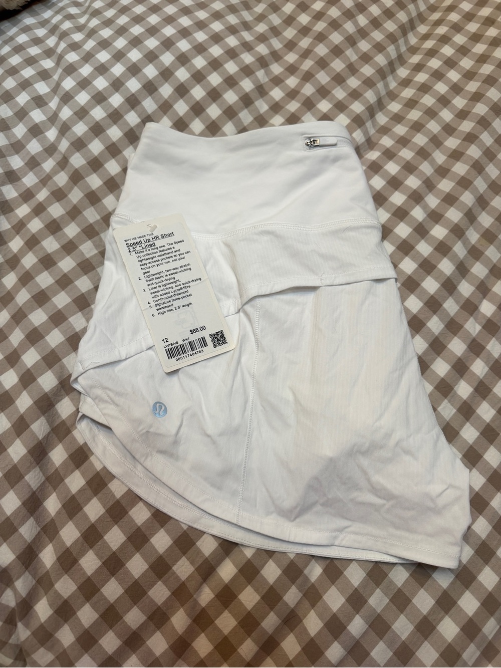 lululemon athletica white speed up hr 2.5” brand new